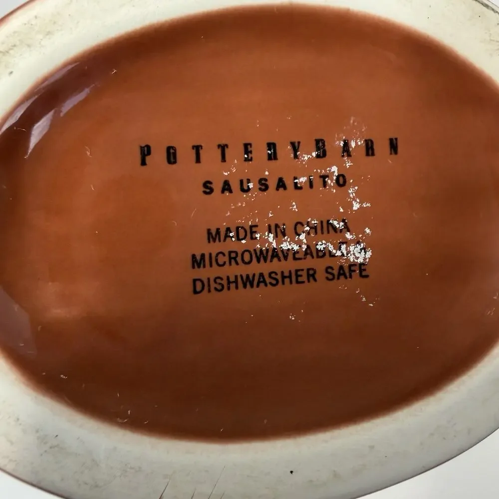 Pottery Barn SAUSALITO Footed Gravy Boat Dish Bowl Spice Terracotta Brown Rust